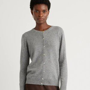 Quince Mongolian Cashmere Cardigan Sweater in Heather Grey (XL)